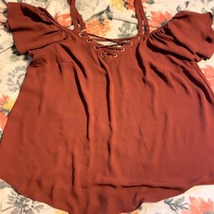 Torrid sz 00 Burnt orange cold shoulder top